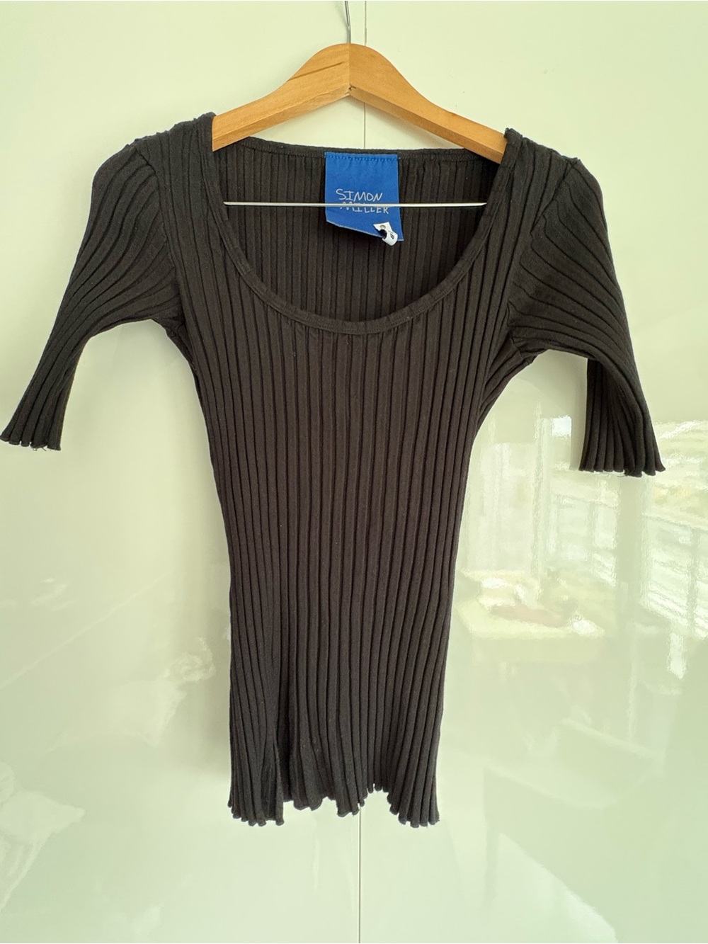 Simon Miller Black Ribbed Scoop Neck Women's Top, size M